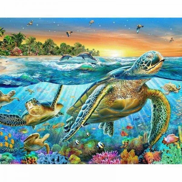 DOUBLE Sea Turtle Pattern Diy Full Vorm steentjes - 5D Crystal Diamond Painting Kits VM20052