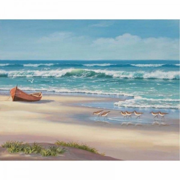 Volledige boor - 5D DIY Diamond Painting Kits Beautiful Beach Sea Boat