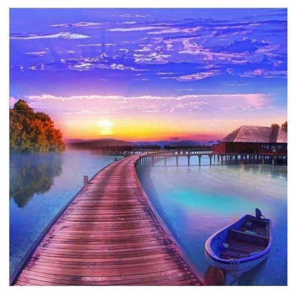 Volledige boor - 5D DIY Diamond Painting Kits Sunset Blue Beautiful Sea Schraag