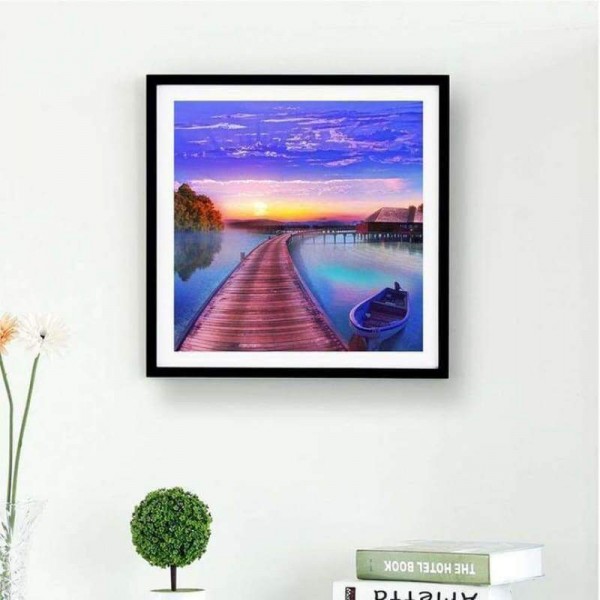 Volledige boor - 5D DIY Diamond Painting Kits Sunset Blue Beautiful Sea Schraag