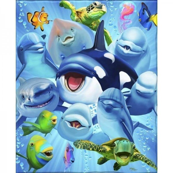 Volledige boor - 5D DIY Diamond Painting Kits Cartoon Happy Sea Animals
