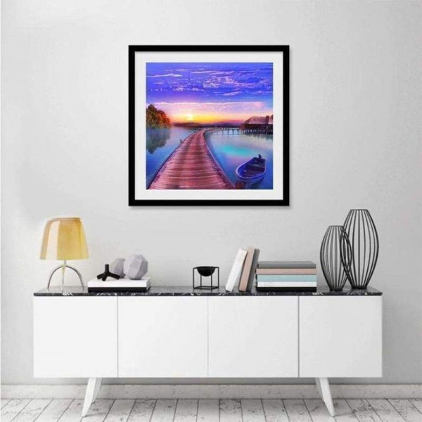 Volledige boor - 5D DIY Diamond Painting Kits Sunset Blue Beautiful Sea Schraag