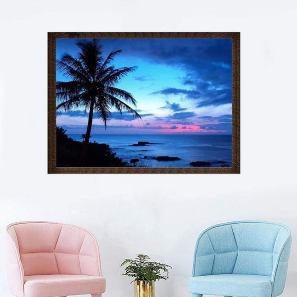 Volledige boor - 5D DIY Diamond Painting Kits Blue Style Sea Night Scene