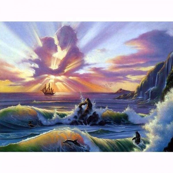 Volledige boor - 5D DIY Diamond Painting Kits Seaside Sky Lovers
