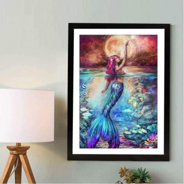 Volledige boor - 5D DIY Diamond Painting Kits Cartoon mooie zeemeermin in de zee