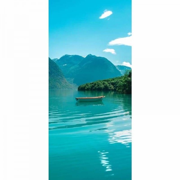 Zee en boot - Diamant schilderij vol boor