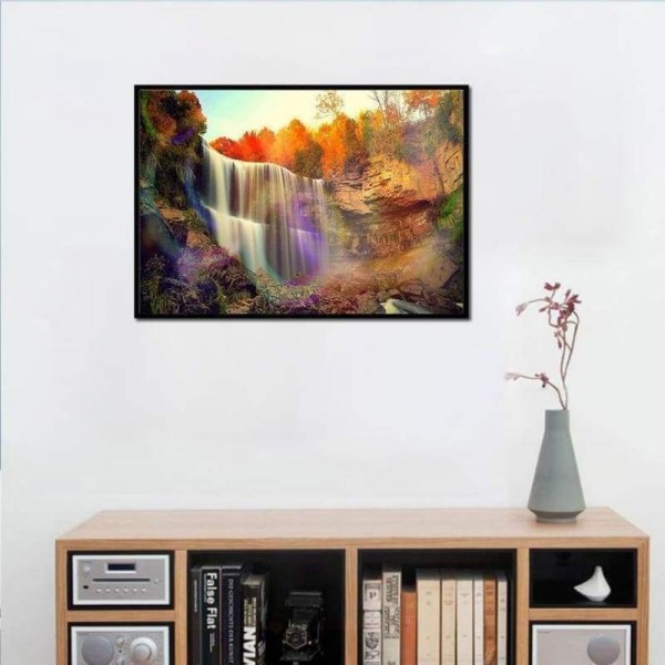 Volledige boor - 5D DIY Diamond Painting Kits Autumn Mountain Waterfall
