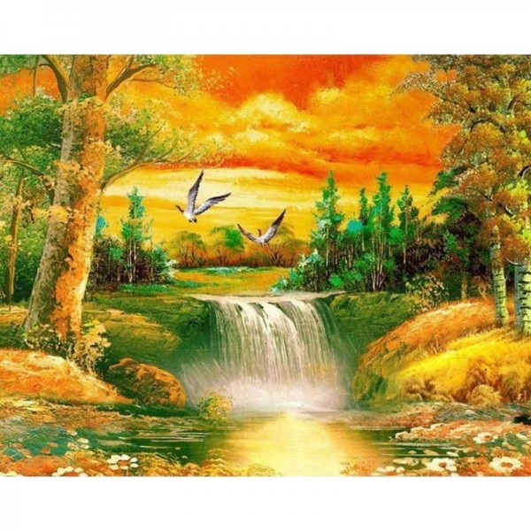 Volledige boor - 5D DIY Diamond Painting Kits Waterfall Scenery