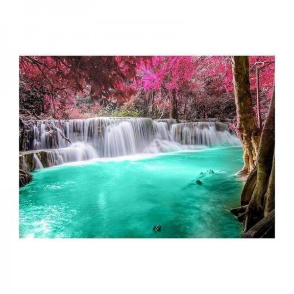 Volledige boor - 5D DIY Diamond Painting Kits Pure Tree Waterfalls Lake