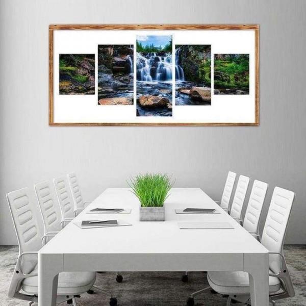 Volledige boor - 5D DIY Diamond Painting Kits Multi Panel Landschap Waterval