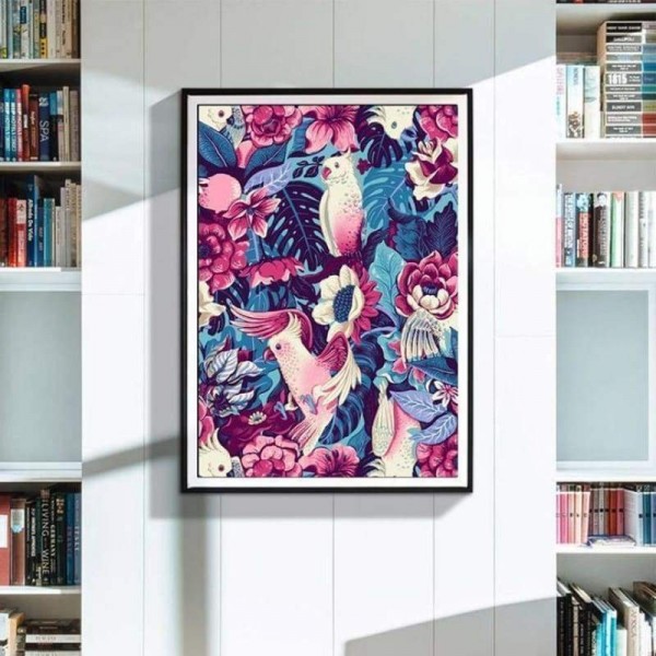 Volledige boor - 5D DIY Diamond Painting Kits Kleurrijke bloemen Vogels