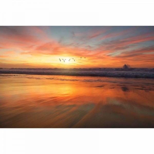 Zonsondergang met vogels - Diamond Painting met volledige boor!