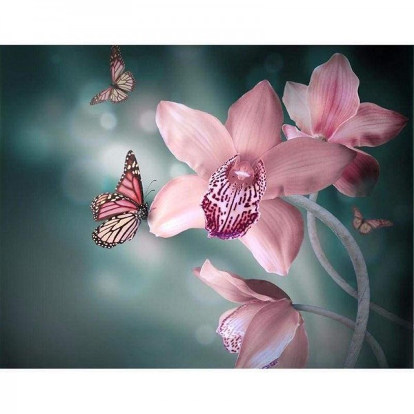 Volledige boor - 5D DIY Diamond Painting Kits vlinder op de roze bloem