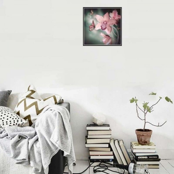 Volledige boor - 5D DIY Diamond Painting Kits vlinder op de roze bloem