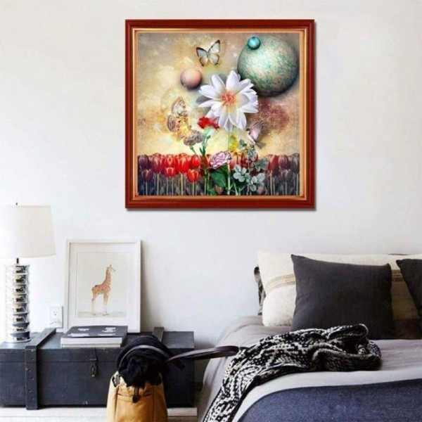 Volledige boor - 5D DIY Diamond Painting Kits Artistiek vlinder bloemenveld