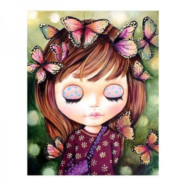 Volledige boor - 5D DIY Diamond Painting Kits Cartoon Butterfly Girl