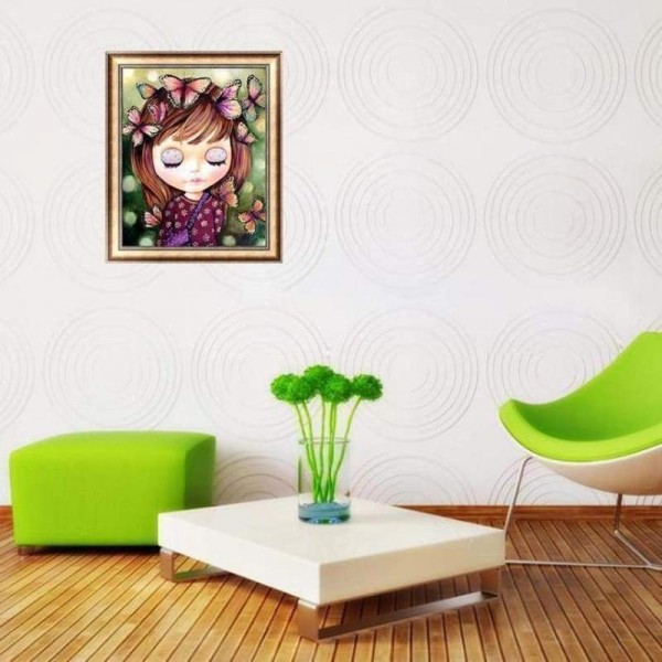 Volledige boor - 5D DIY Diamond Painting Kits Cartoon Butterfly Girl