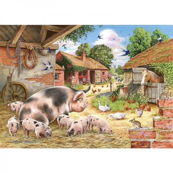 Volledige boor - 5D DIY Diamond Painting Kits Cartoon Pig Family Farm