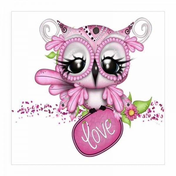 Volledige boor - 5D DIY Diamond Painting Kits Mooie ondeugende cartoon roze uil