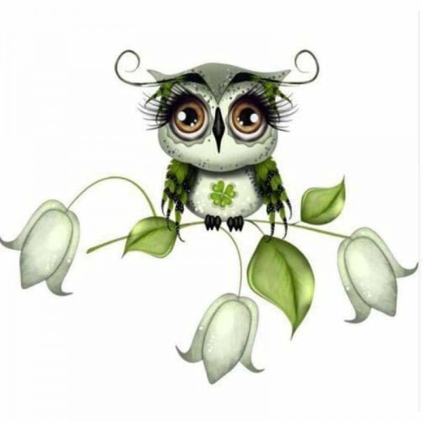 Volledige boor - 5D DIY Diamond Painting Kits Mooie cartoon groene uil