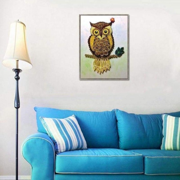 Volledige boor - 5D DIY Diamond Painting Kits Mooie cartoon gouden uil