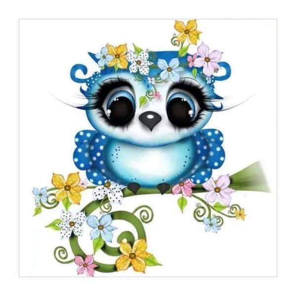 Volledige boor - 5D DIY Diamond Painting Kits Naughty Cartoon Blue Owl voor kinderen