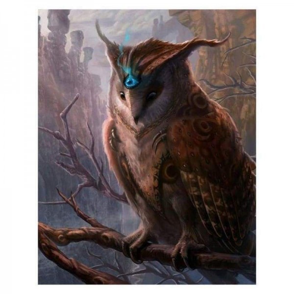 Volledige boor - 5D DIY Diamond Painting Kits Serious Owl on the Branches