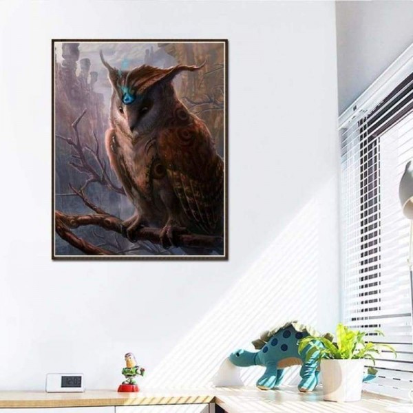 Volledige boor - 5D DIY Diamond Painting Kits Serious Owl on the Branches