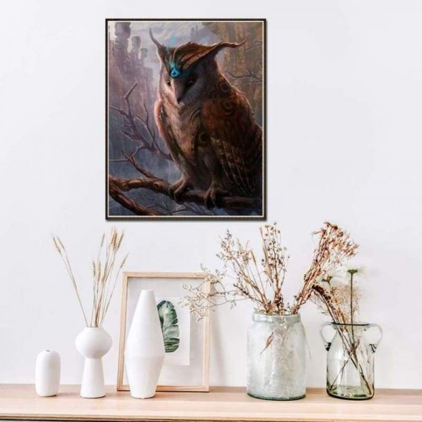 Volledige boor - 5D DIY Diamond Painting Kits Serious Owl on the Branches