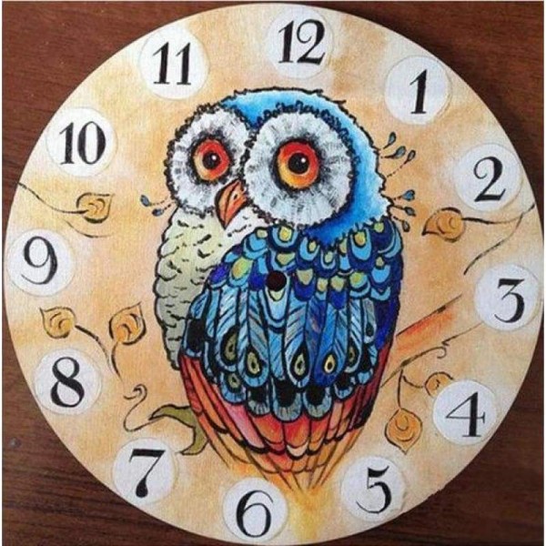 Volledige boor - 5D DIY Diamond Painting Kits Cartoon Uil Clock
