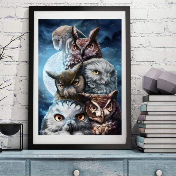 Volledige boor - 5D DIY Diamond Painting Kits Serious Owls Family