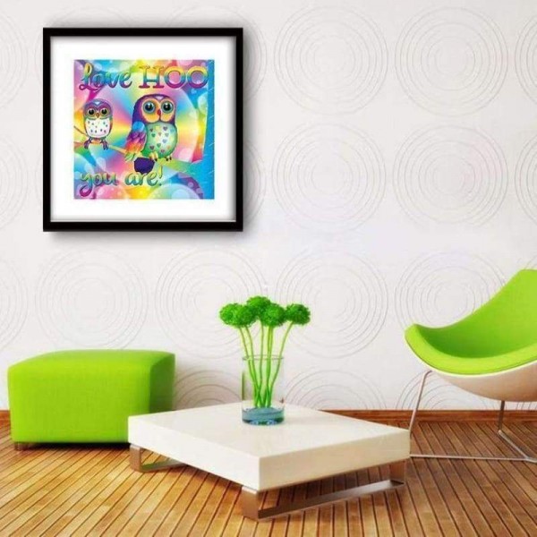 Volledige boor - 5D DIY Diamond Painting Kits Mooie cartoon kleurrijke uilen
