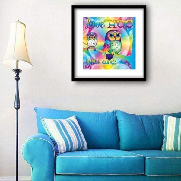 Volledige boor - 5D DIY Diamond Painting Kits Mooie cartoon kleurrijke uilen