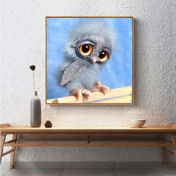 Volledige boor - 5D DIY Diamond Painting Kits Mooie ondeugende cartoon grijze uil