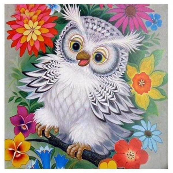 Volledige boor - 5D DIY Diamond Painting Kits Mooie cartoon verschillende maten witte uil
