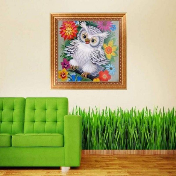 Volledige boor - 5D DIY Diamond Painting Kits Mooie cartoon verschillende maten witte uil
