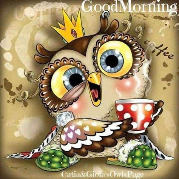 Volledige boor - 5D DIY Diamond Painting Kits Mooie Cartoon Queen Owl Morning Tea