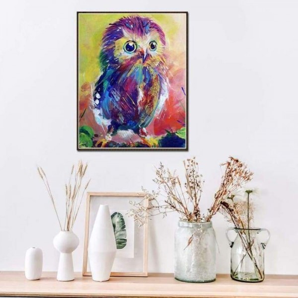 Volledige boor - 5D DIY Diamond Painting Kits Mooie ondeugende cartoon kleurrijke uil