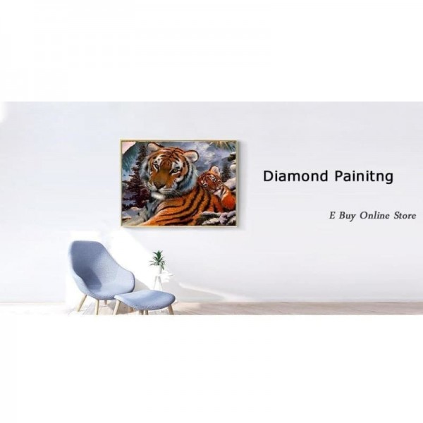 Volledige boor - 5D DIY Diamond Painting Kits Winter Tiger Family