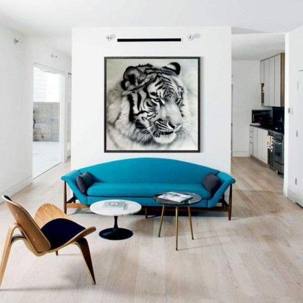 Volledige boor - 5D DIY Diamond Painting Kits Zwart-wit Cool Tiger