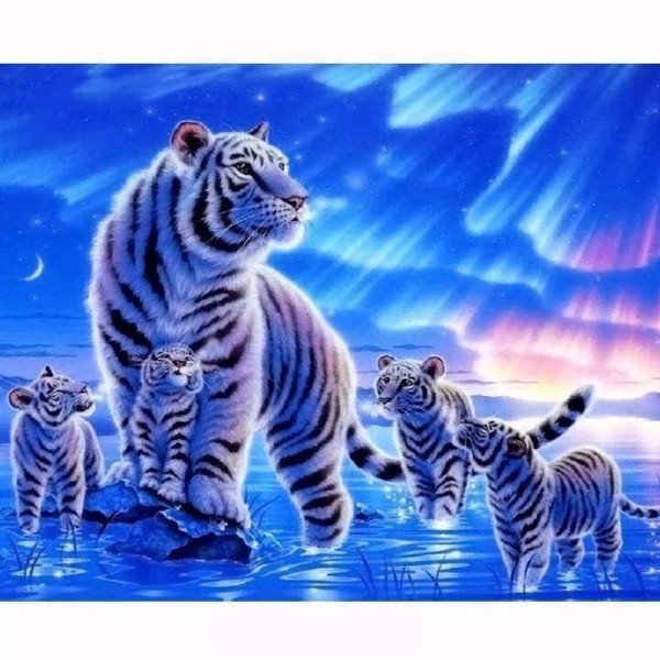 Volledige boor - 5D DIY Diamond Painting Kits Dream Cartoon Family Tigers