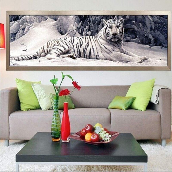 Volledige boor - 5D DIY Diamond Painting Kits Cartoon White Tiger