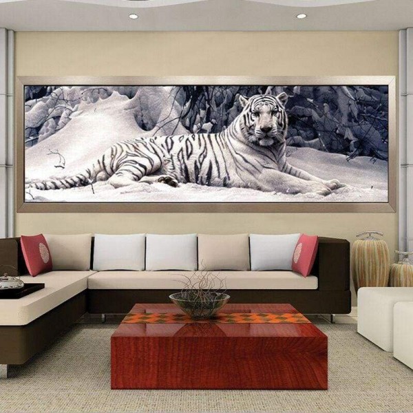 Volledige boor - 5D DIY Diamond Painting Kits Cartoon White Tiger