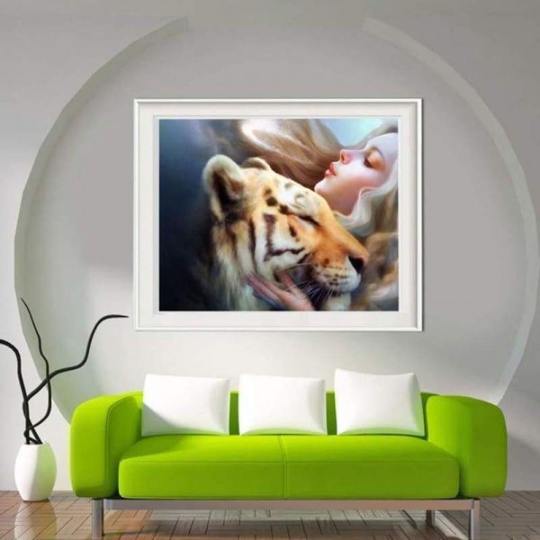 Volledige boor - 5D DIY Diamond Painting Kits populaire aquarel schoonheid en tijger