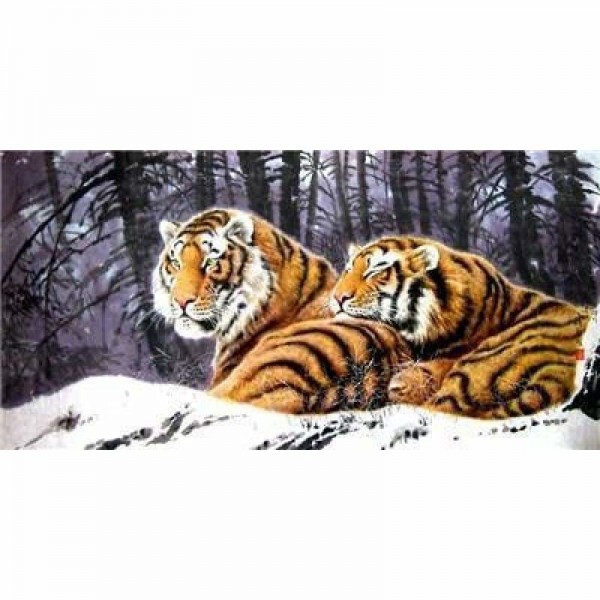 Volledige boor - 5D DIY Diamond Painting Kits Winter Loving Tigers