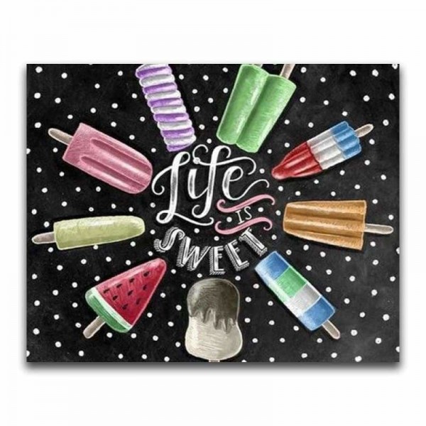 Full Square Diamond Blackboard Ice Cream Full Drill - 5D DIY Diamond Painting Kits