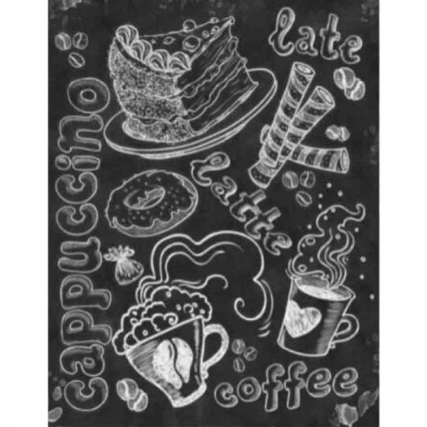 Volledige boor - 5D Diamond Painting Kits Caffee en Sweetmeats Blackboard