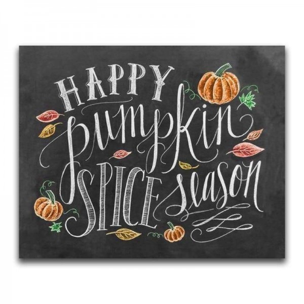 Volledige boor - 5D DIY Diamond Painting Kits Blackboard Words Pumpkin