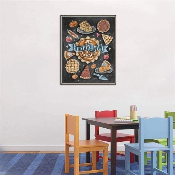 Volledige boor - 5D DIY Diamond Painting Kits Cartoon Happy Pie Blackboard