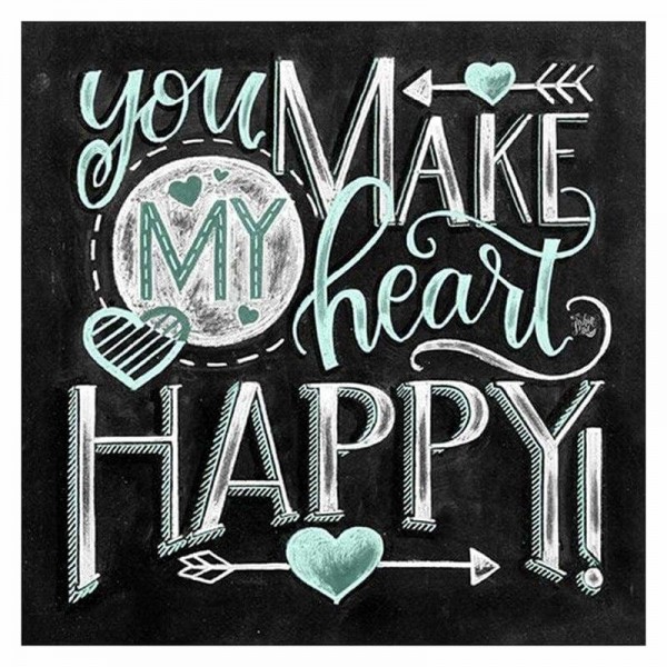 Volledige boor - 5D DIY Diamond Painting Kits Blackboard You Make My Heart Happy